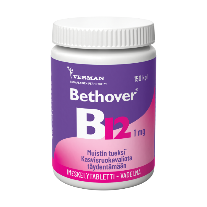 Bethover B12 1 mg Vadelma 150 TABL