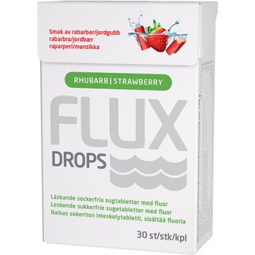 Flux Drops imeskelytabletti raparperi-mansikka 30 kpl