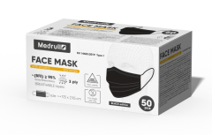 Medrull Face Mask kirurginen kasvonsuoja musta 50 kpl